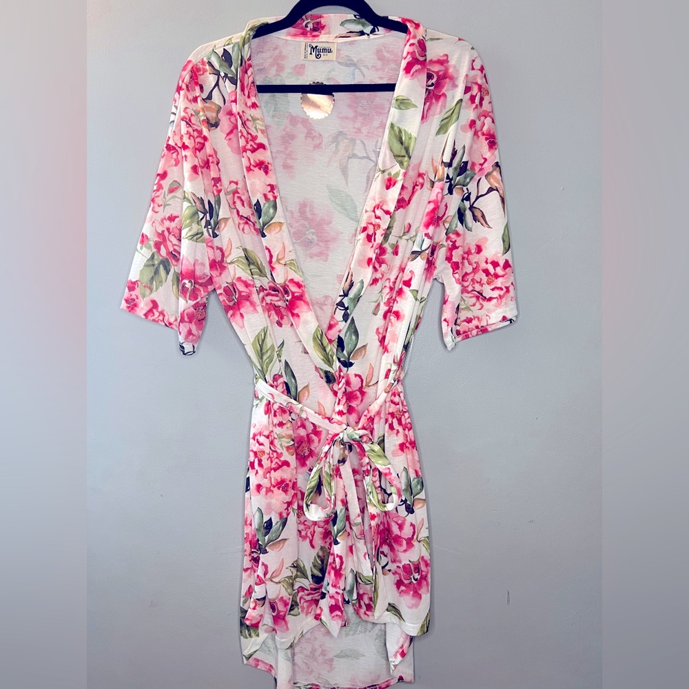 Show Me Your Mumu Brie Robe “Garden of Blooms” Pink One Size